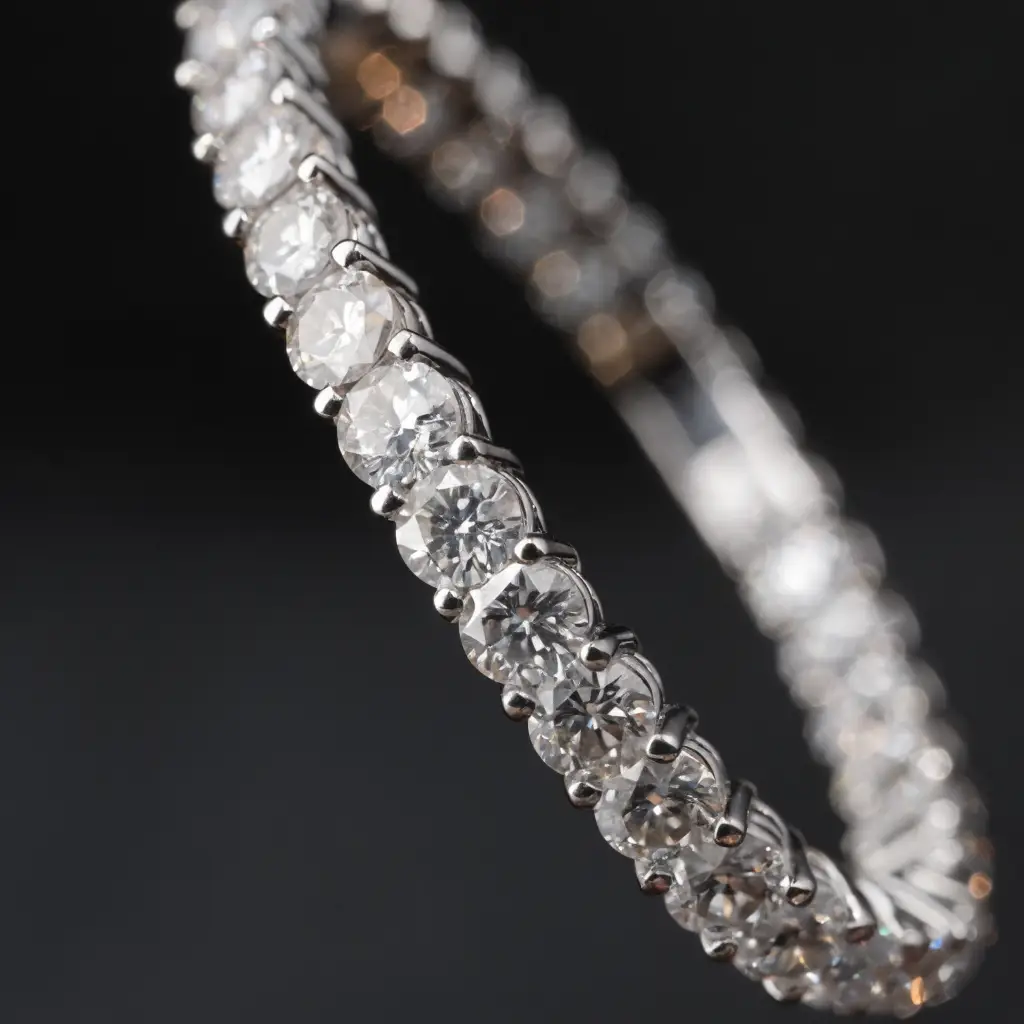 A diamond tennis bracelet representing the estate collection