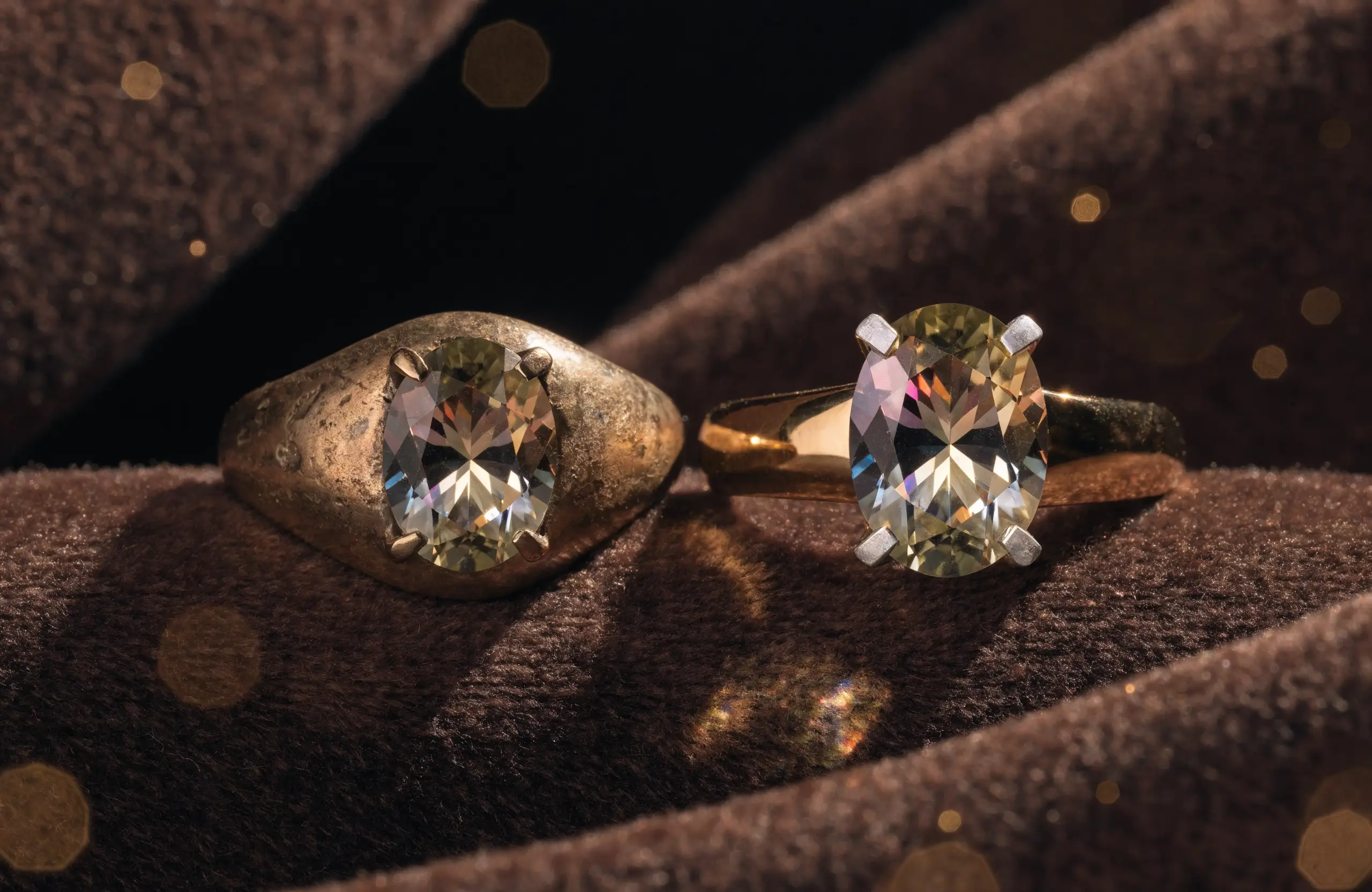An antique ring beside its beautifully reimagined modern redesign
